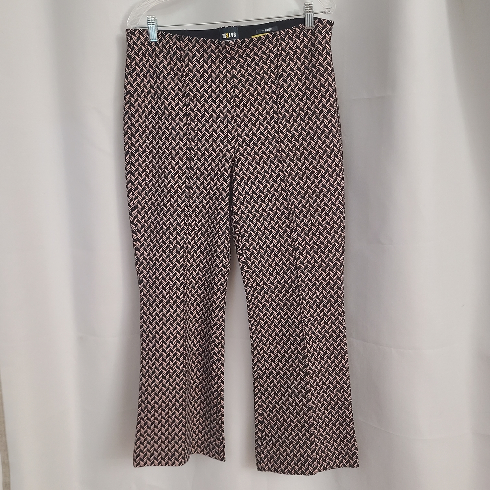 Maeve Sz L The Margot Pink Black Geometric Pattern Kick Flare Cropped Pants